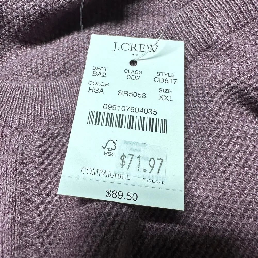 J. Crew Men's Crewneck Sweater in Plum Size XX-Large New With Tags Condition